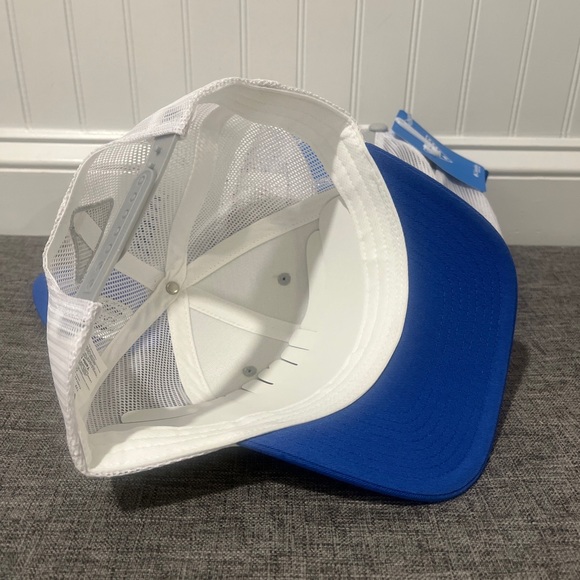 Columbia Men's PFG Fishing Mesh Snapback Fish Flag Hat Cool Grey/Wht/Vivid Blue - Picture 7 of 7